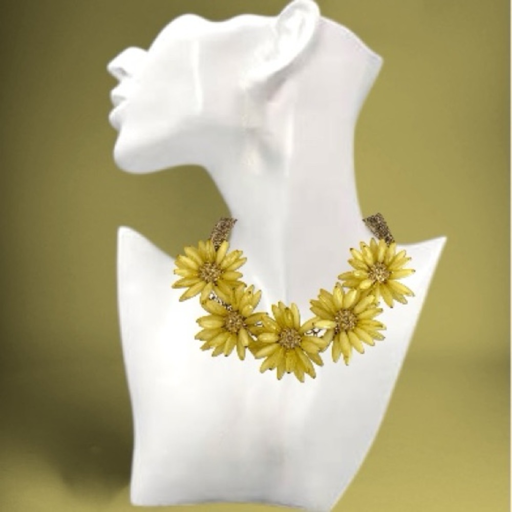 🛍️SALE🛍️ Ted Baker Vintage Designer Aster Burst Daisy Flowers Statement Necklace - Picture 2 of 7